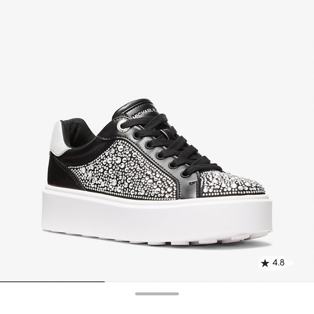 Michael Kors Black and White Crystal Platform Sneakers